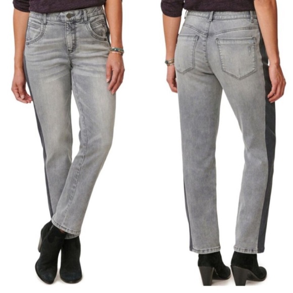 🛍️Wit&Wisdom AbSoultion High Rise Slim Straight Denim 14 NWT Grey tuxedo stripe - Picture 1 of 6